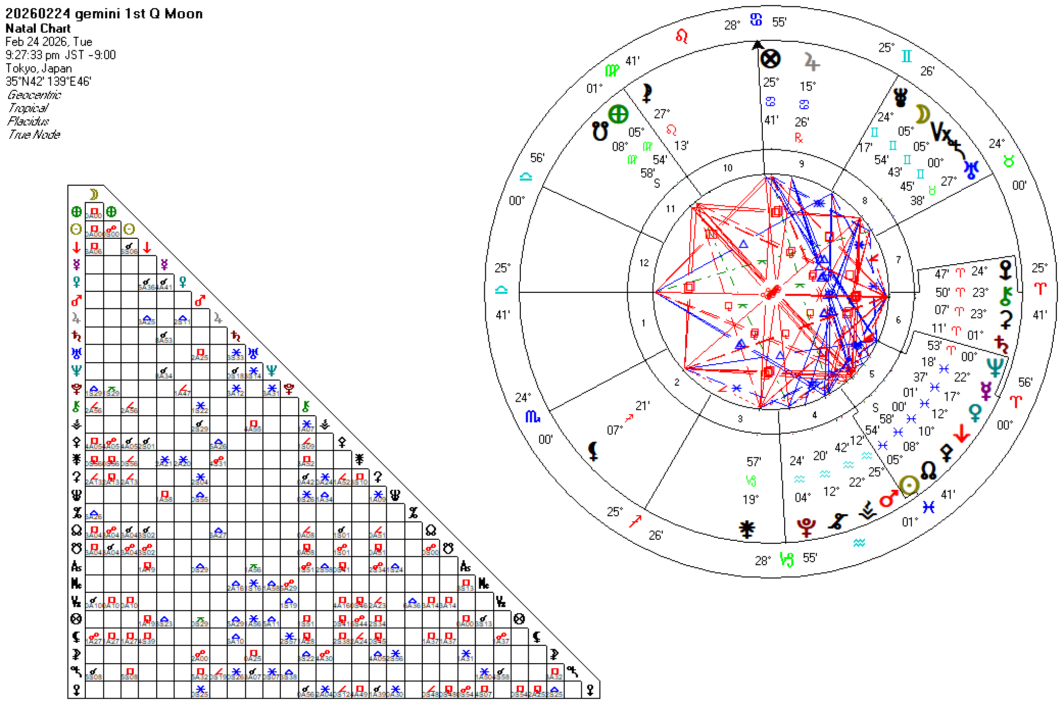 20260224双子座上弦の月